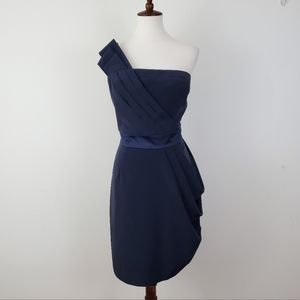 NWT The Limited Navy One Shoulder Drape Dress
